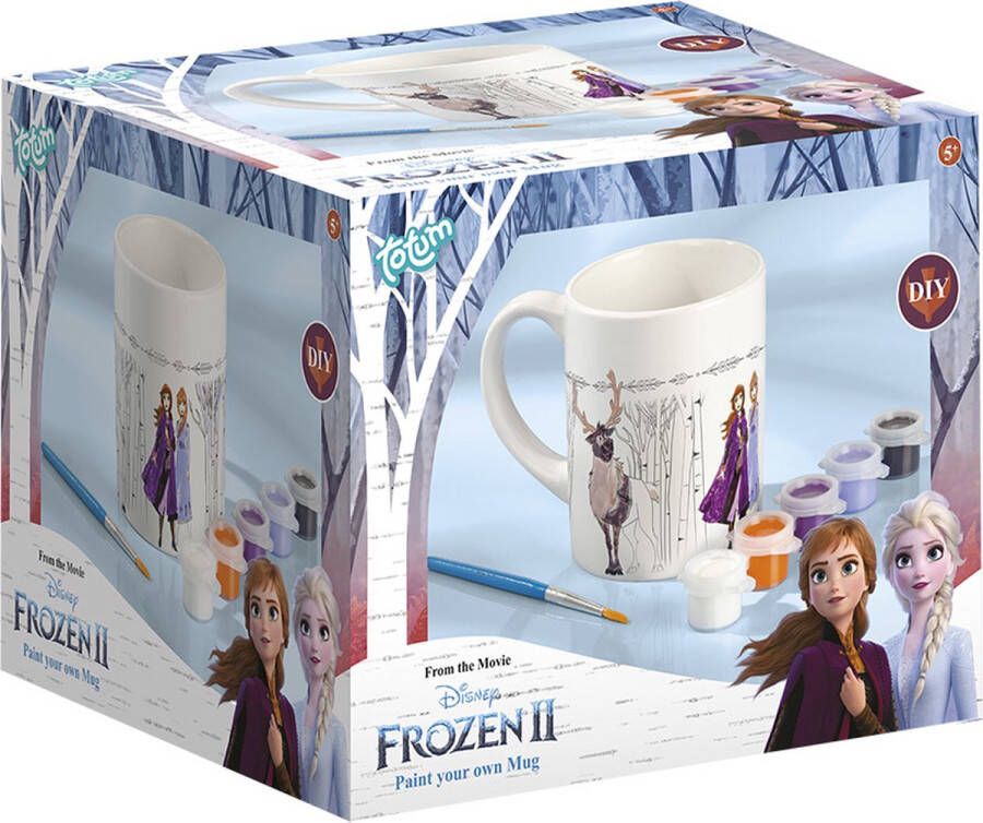 Totum Disney Frozen mok beschilderen inkleurbeker knutselset wit keramiek 3-delig tekenen en kleuren cadeautip home deco