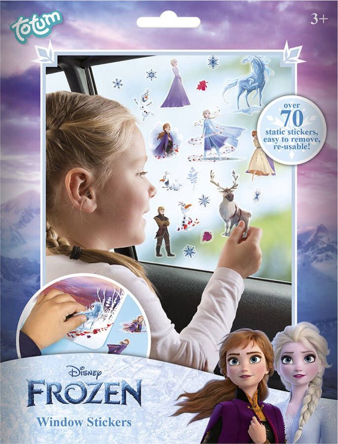 Totum Disney Frozen 70 Raamstickers verplaatsbare stickers incl. speelachtergrond niet permanent voor thuis en op reis