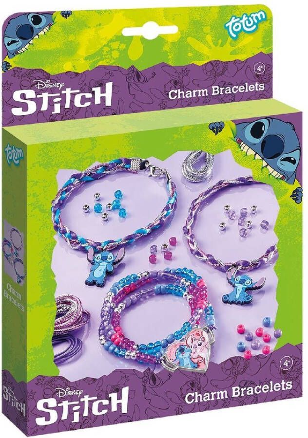 Totum Disney Lilo en Stitch 3 bedel armbandjes maken met kralen en hart- en 2 Stitch bedels en wikkel- en vlecht technieken cadeautip creatief speelgoed