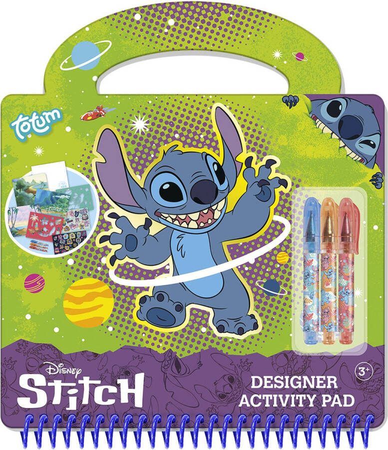 Totum Disney Lilo en Stitch designer doeboek vakantieboek teken- schrijf en stickerboekje 25-delig incl. minigelpennen stickers en sjablonen vakantie doeboek