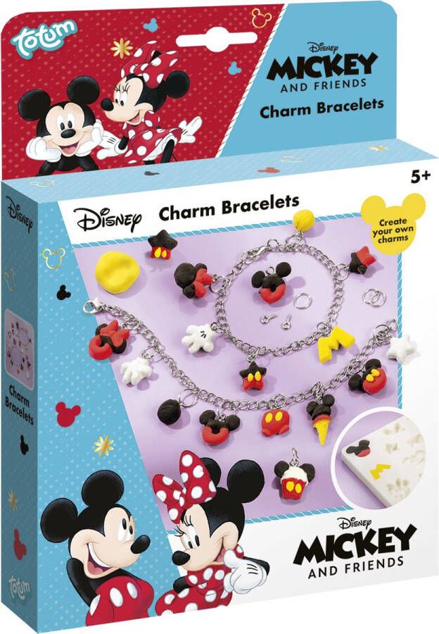 Totum Disney Mickey & Minnie 2 bedel armbandjes maken met foam dough sieradenset knutselen schoencadeautje Sinterklaas