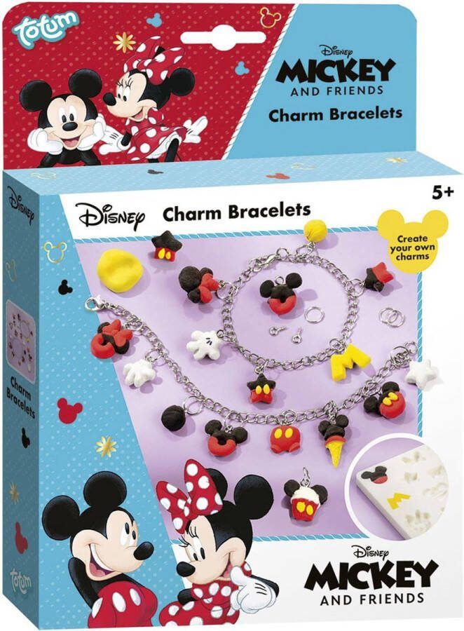 Totum Disney Mickey & Minnie 2 bedel armbandjes maken met foam dough sieradenset knutselen schoencadeautje Sinterklaas