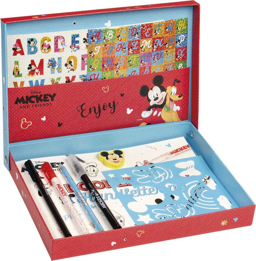 Totum Disney classics tekenset creatief met Mickey & Minnie Mouse leren tekenen teken- & hand lettering en schrijfset cadeau tip knutselen