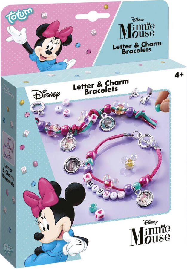 Totum Disney Minnie Mouse 2 letter & bedel armbandjes maken Letter & Charms knutselen Sinterklaas schoencadeau