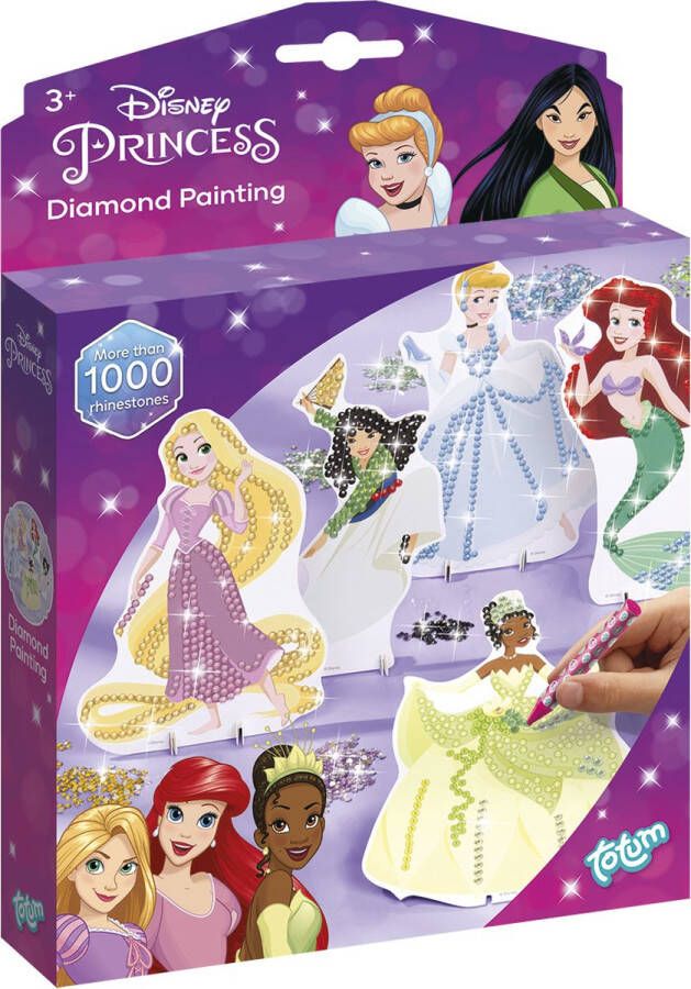 Totum Disney Princess Diamond Painting prinsessen maken 5 diamond paint figuren knutselen met strass steentjes schoencadeautje Sinterklaas
