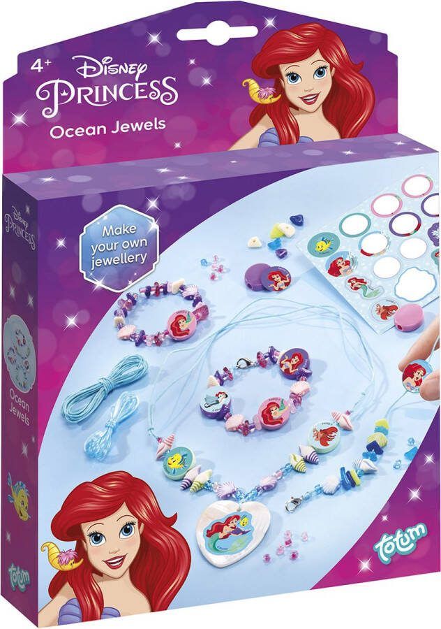 Totum Disney Princess Zeesieraden maken armbandjes maken knutselset 3 armandjes en halsketting