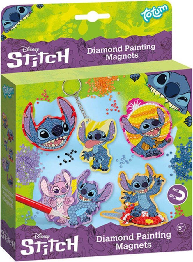 Totum Disney Stitch magneten en sleutelhanger maken met 800+ strass steentjes knutselset unisex diamond painting knutselen cadeautip creatief speelgoed