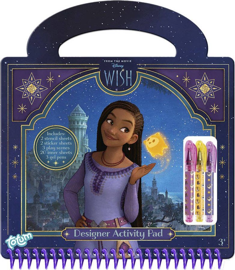 Totum Disney Wish Designer Activity boek activiteitenboek tekenen schrijven stickeren incl. sjablonen mini gelpennen en stickers harde kaft ringband