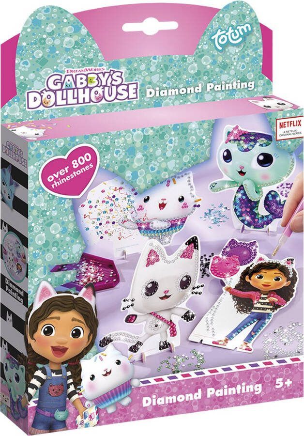 Totum Gabby s Poppenhuis knutselset diamond painting set met 800+ strass steentjes Gabby s Dollhouse knutselen