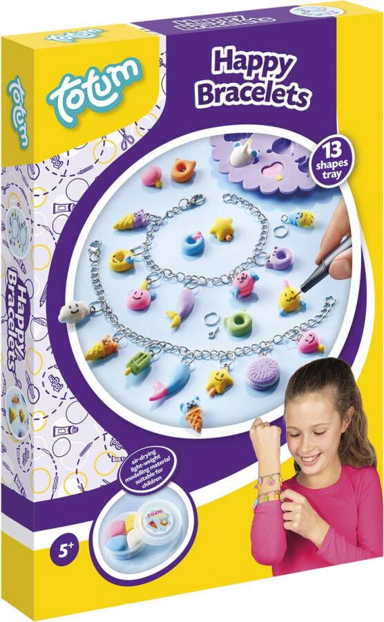 Totum Happy Bracelets vrolijke bedelarmbanden maken met foam dough en herbruikbare mal creatief speelgoed
