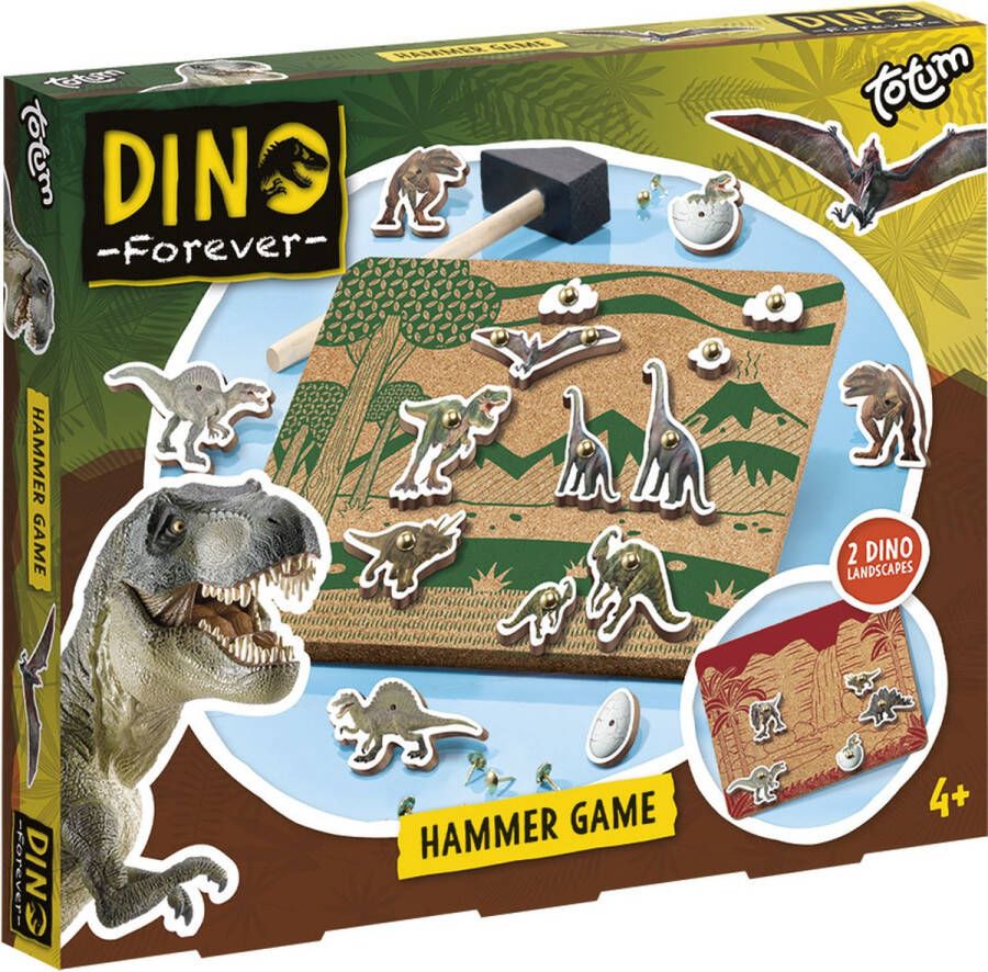 Totum junior Dino hamertje tik educatief speelgoed hamer spel met dinosaurus figuren en vulkaan leren timmeren