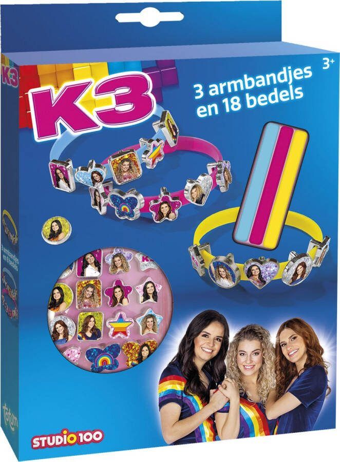 Totum K3 schuif armbandjes maken knutselset 21 delig Studio 100 meisjes
