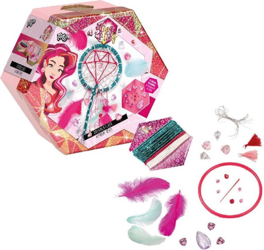 Totum Bling Dromenvanger maken knutselpakket creatief Meisjes Blauw roze 10-delig knutselkoffertje cadeautip