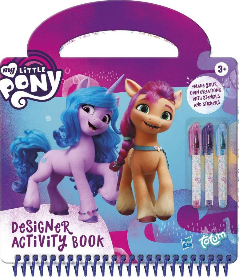 Totum My Little Pony Designer doeboek vakantieboek tekenen schrijven stickeren harde kaft incl. sjablonen en gelpennen 23 x 25 cm