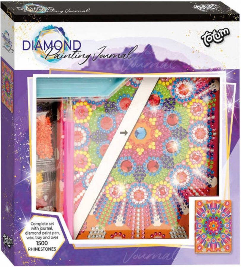 Totum Diamond Paint Notitieboek dagboek hobbypakket met strasssteentjes caleidoscope mandala dessin hobby en creatief cadeau tip