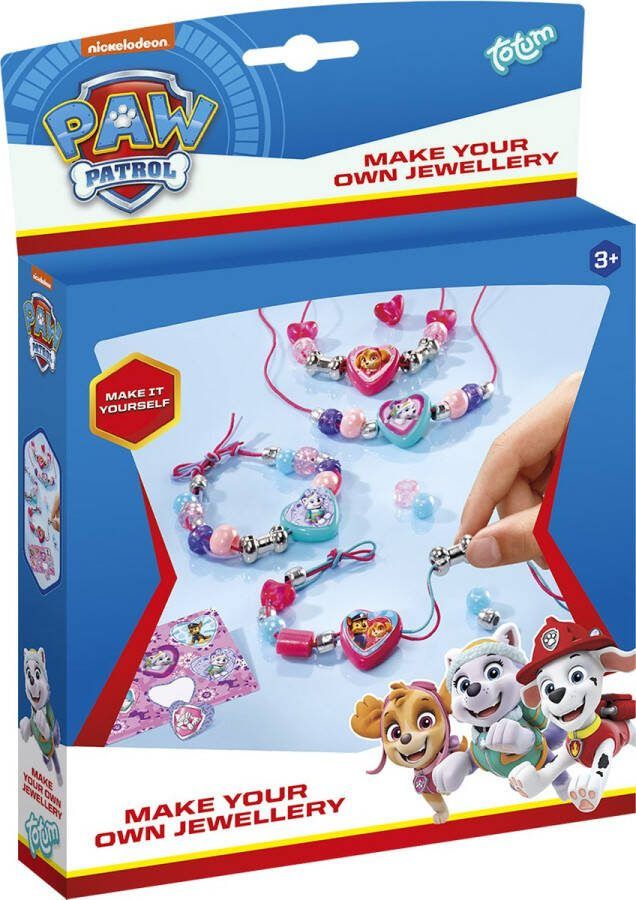 Totum PAW Patrol armbandjes en 2 kettinkjes maken knutselset vriendschapsarmbandjes met hartbedels