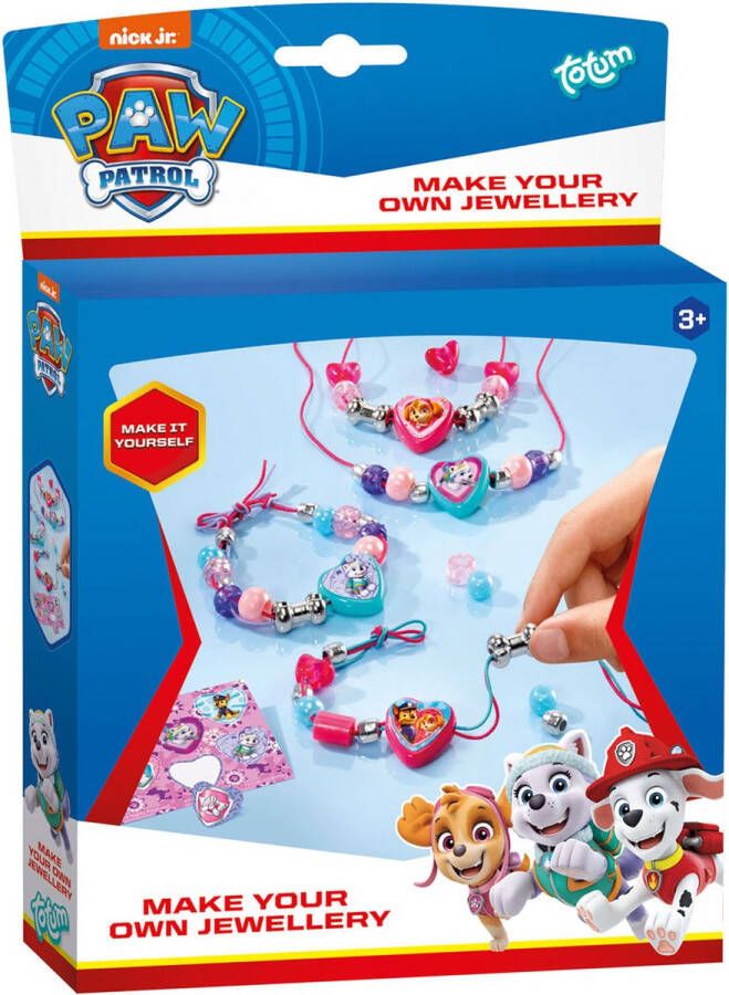 Totum PAW Patrol armbandjes en 2 kettinkjes maken knutselset vriendschapsarmbandjes met hartbedels