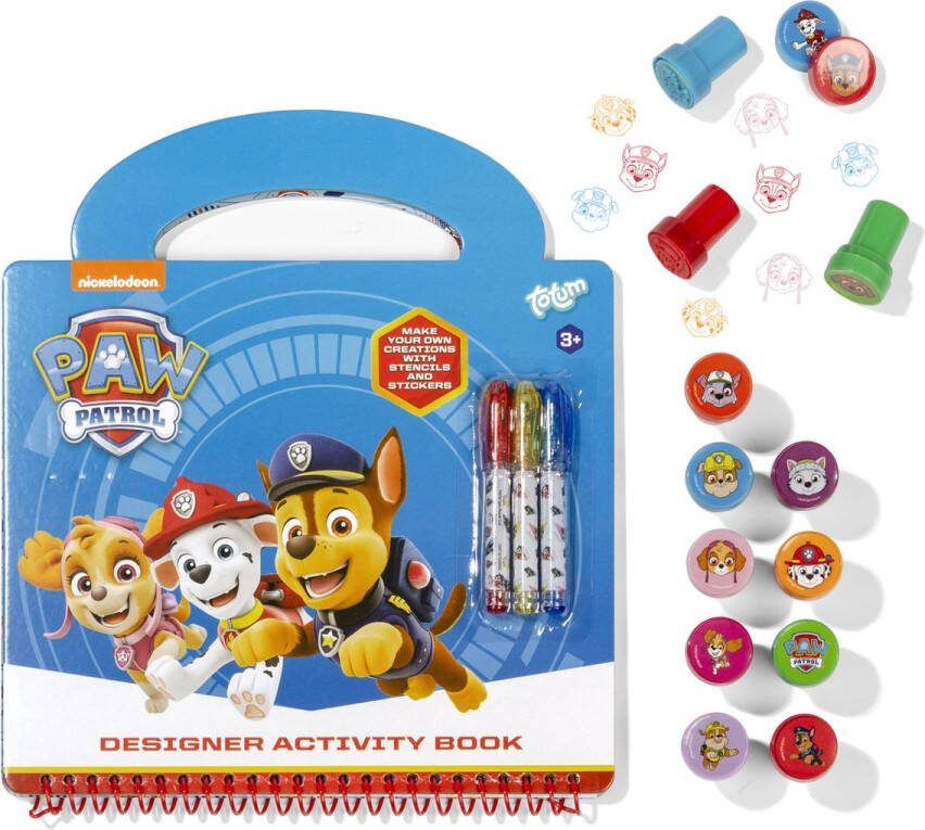 Totum Paw Patrol speelgoed combi pack vakantie doeboek met 12 stempels designer doeboek stempelpakket tekenen schrijven stickeren 37-delig