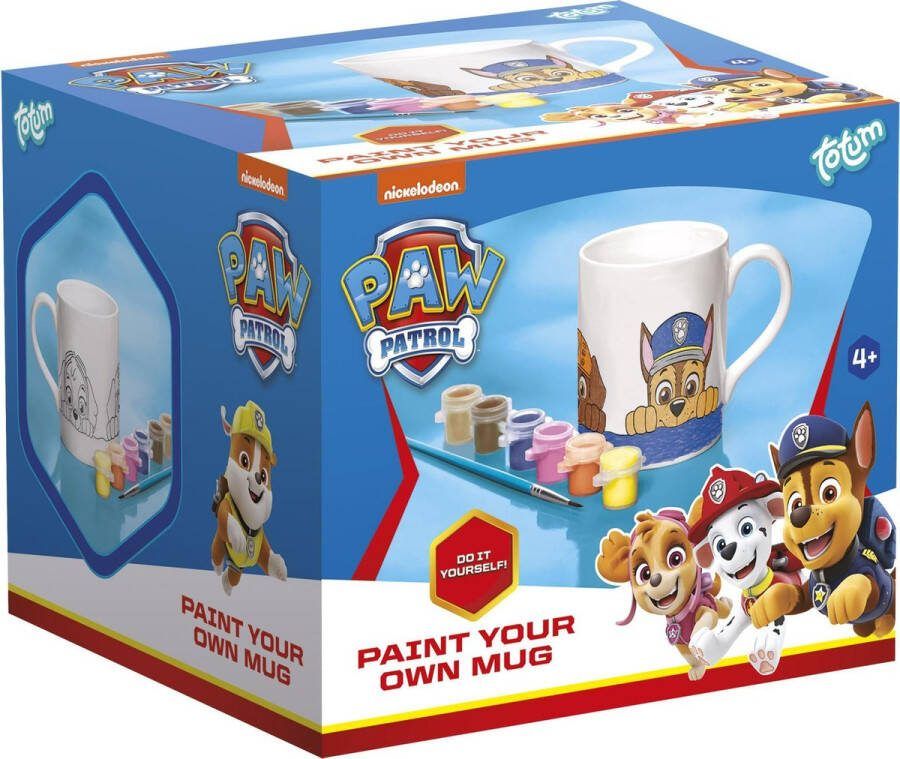 Totum PAW Patrol Inkleurbeker mok beschilderen incl. verf en penseel knutselpakket creatief cadeautip home deco
