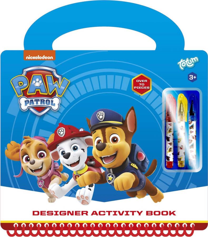 Totum PAW Patrol speelgoed designer doeboek vakantieboek tekenen schrijven en stickeren 25 delig unisex hardcover 26 x 23 cm voor thuis en onderweg