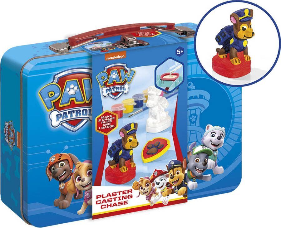 Totum PAW Patrol speelgoed Gips figuur gieten en beschilderen knutselset in metalen koffertje