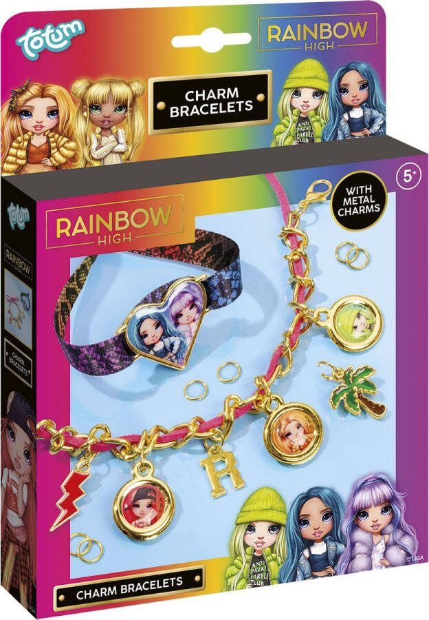 Totum Rainbow High 2 bedel armbandjes maken goudkleurig knutselpakket creatief fashion sieraden MGA