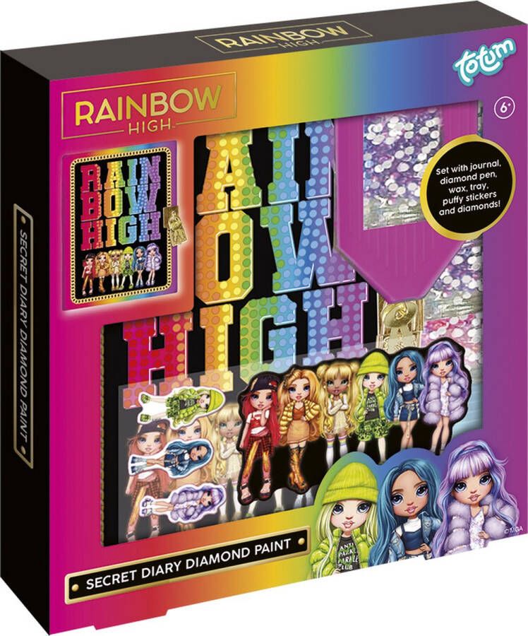 Totum Rainbow High secret diary diamond paint geheim dagboek met slot creatief speelgoed