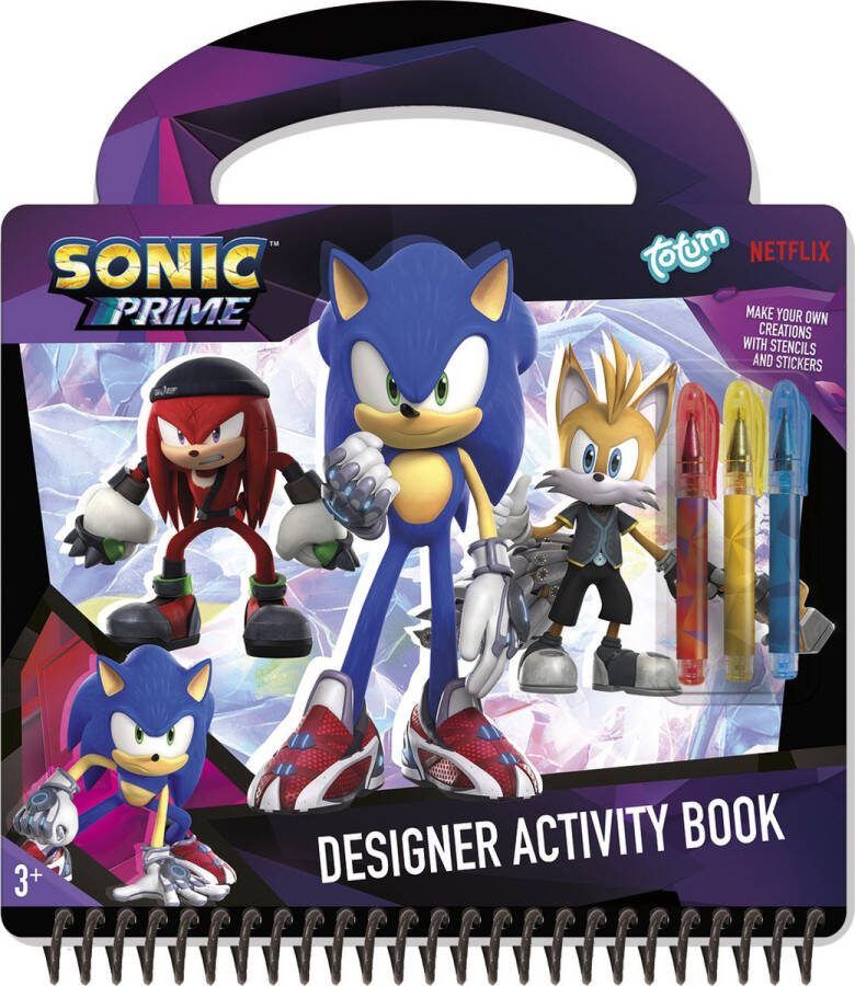 Totum Sonic designer doeboek tekenen stickeren schrijven hard cover vakantieboek 25 delig incl. stickers en sjablonen cadeautip