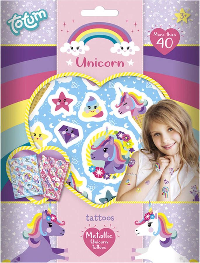 Totum Stickerset Unicorn metallic tattoo 12 stuks
