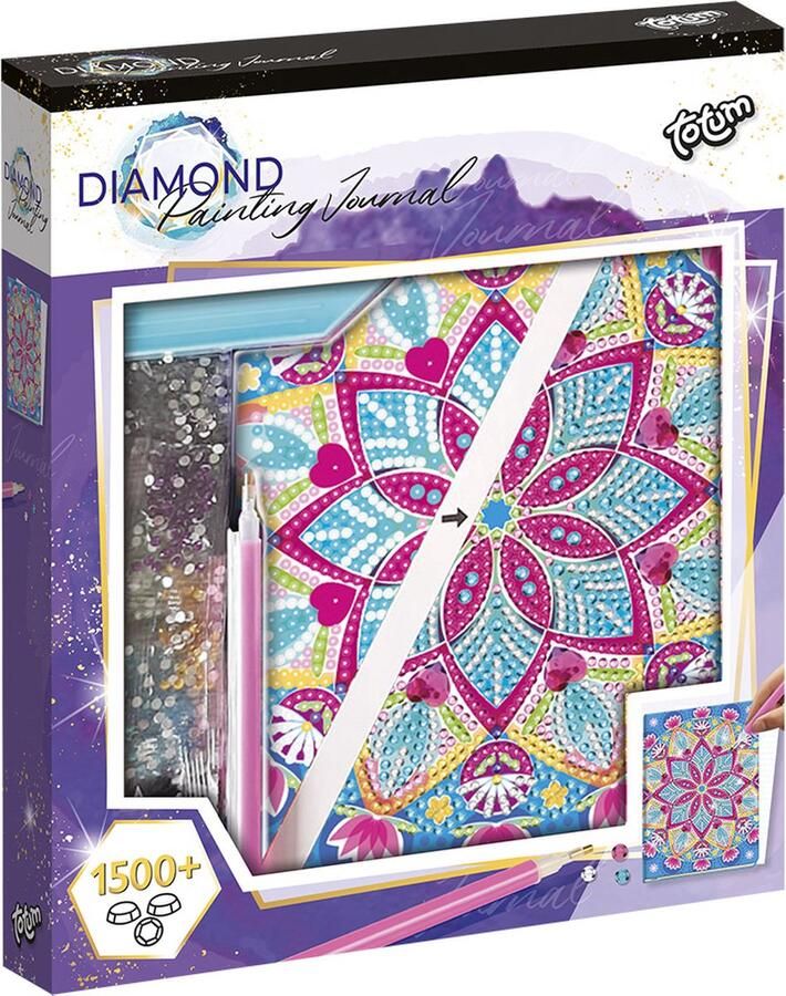 Totum Notitieboek Lotus Mandala groot incl. 2000+ strass steentjes knutselen 21 x 25 cm cadeautip