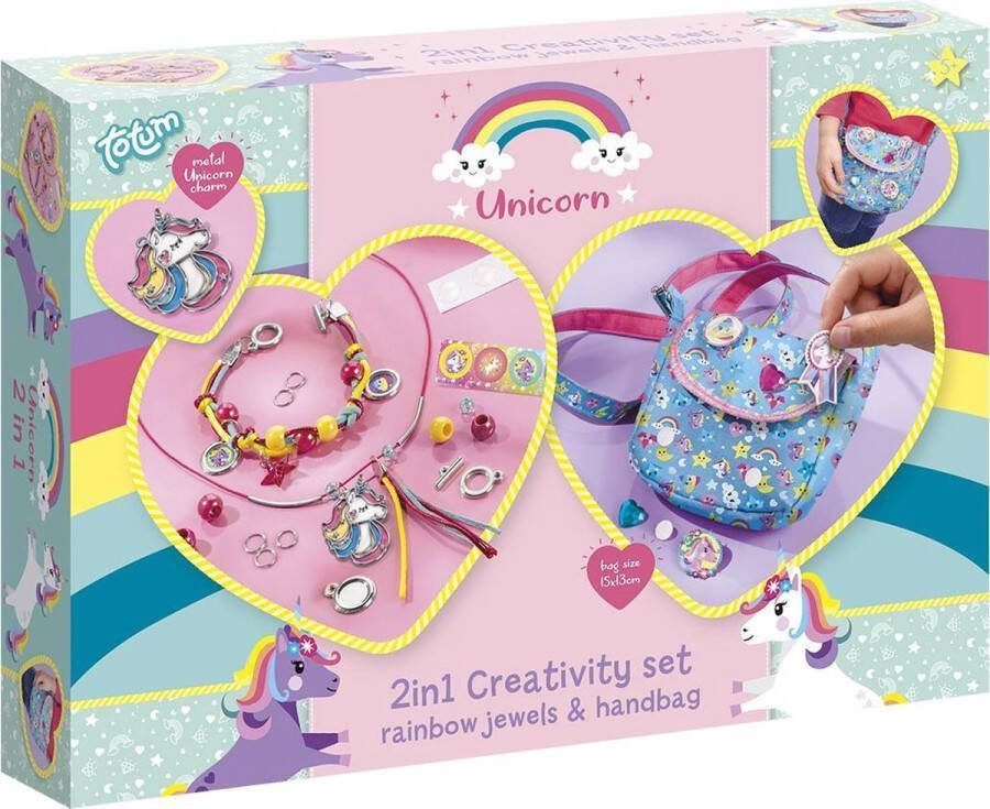 Totum Unicorn 2 in 1 knutselset armbandjes maken sieraden en tasje versieren creatief speelgoed