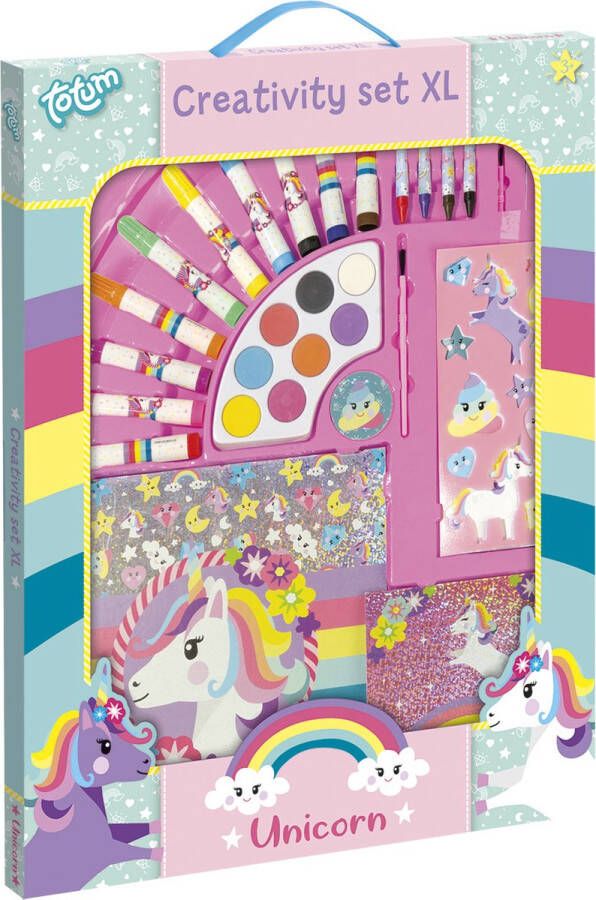 Totum Unicorn XL knutselpakket tekenen kleuren en schilderen Junior 50-delig 36 x 45 cm creatief cadeautip