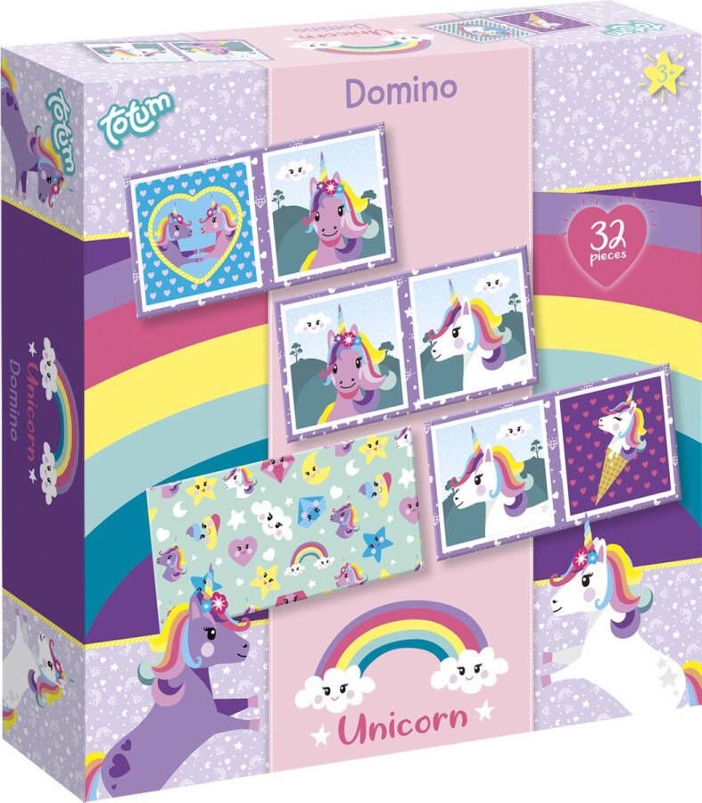 Totum Unicorn Domino spel Eenhoorn 32-delig kaartspel educatief kinderspeelgoed