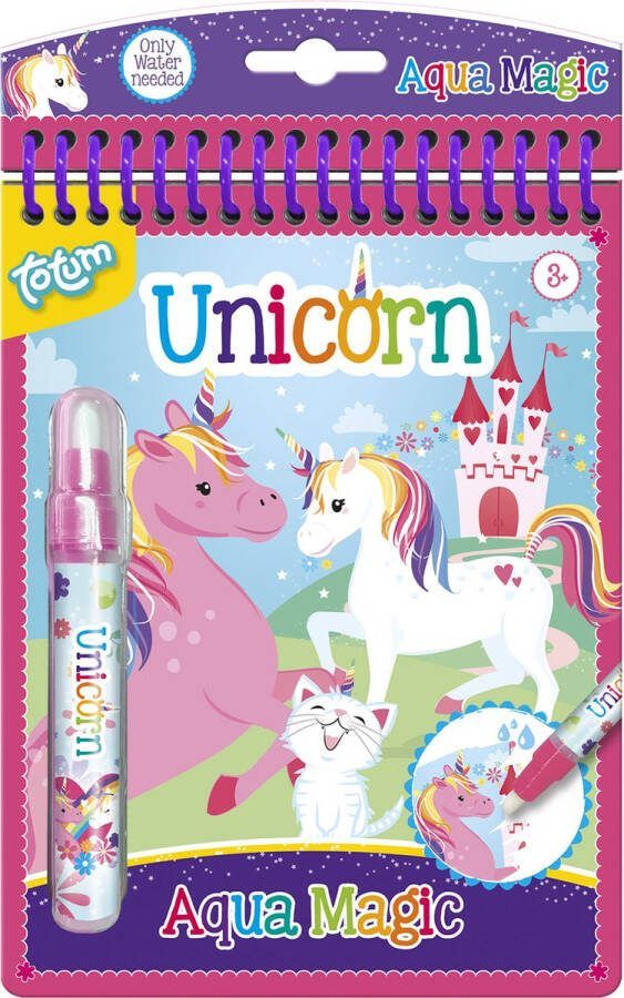Totum Unicorn junior water kleur boekje herbruikbaar magisch vakantie boek kleuren 16 x 21 cm Aqua Magic