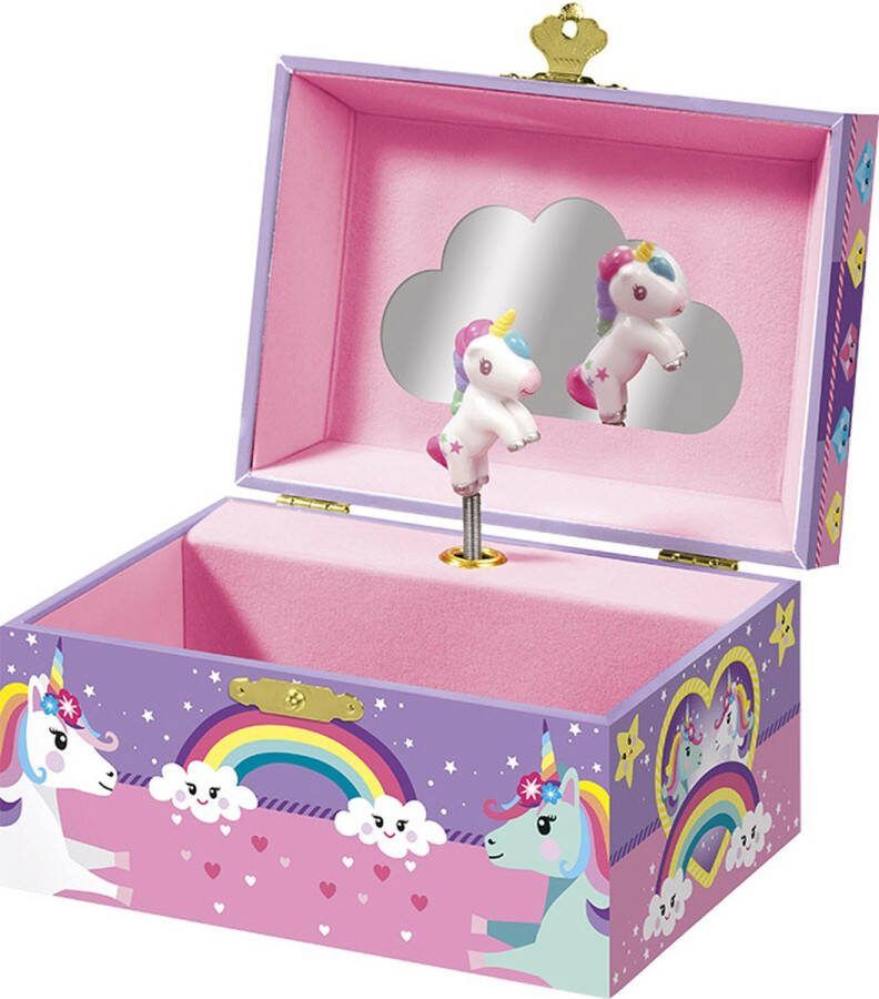 Totum Unicorn sieradendoosje juwelenkistje muziekdoosje met geluid draaiende unicorn en spiegel cadeautip