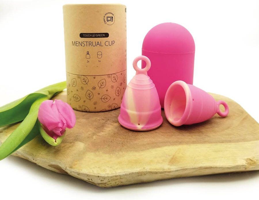 Touch Green Menstruatiecup 2 stuks Maat L + Sterilisator Herbruikbare Menstruatie Cup
