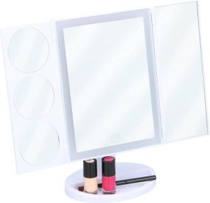 Touch Of Beauty Grundig LED Make-Up Spiegel 22 LEDS Inclusief Kabel Verschillende Vergrotingsspiegels Inklapbaar