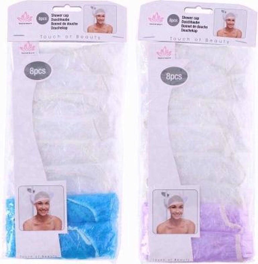 Touch of beauty Lifetime Shower cap 8pcs transparant Douchemuts