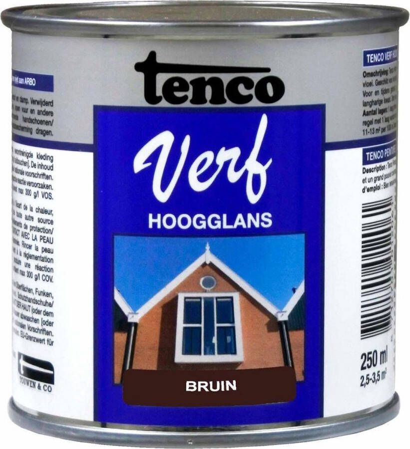 Tenco verf hoogglans bruin 250 ml