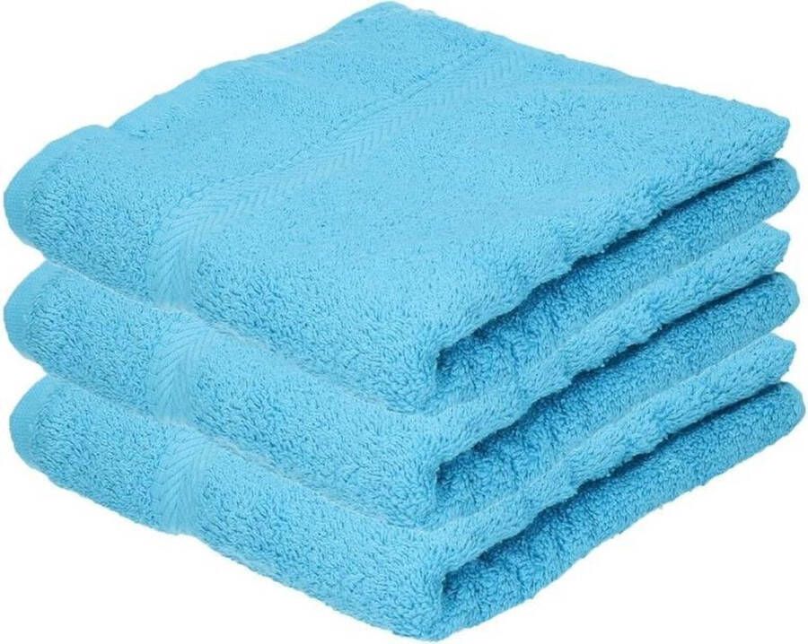 Towel City 3x Luxe handdoeken turquoise 50 x 90 cm 550 grams Badkamer textiel badhanddoeken