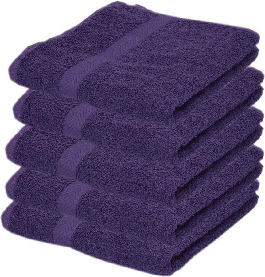 Towel City 5x Luxe handdoeken paars 50 x 90 cm 550 grams Badkamer textiel badhanddoeken