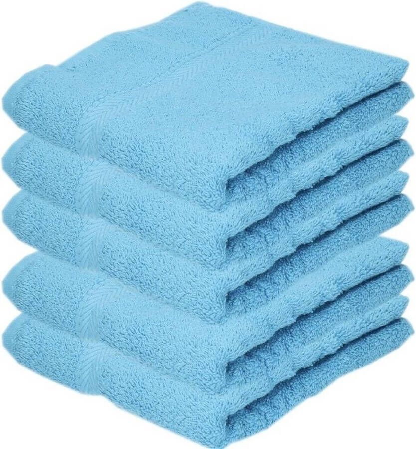 Towel City 5x Luxe handdoeken turquoise 50 x 90 cm 550 grams Badkamer textiel badhanddoeken