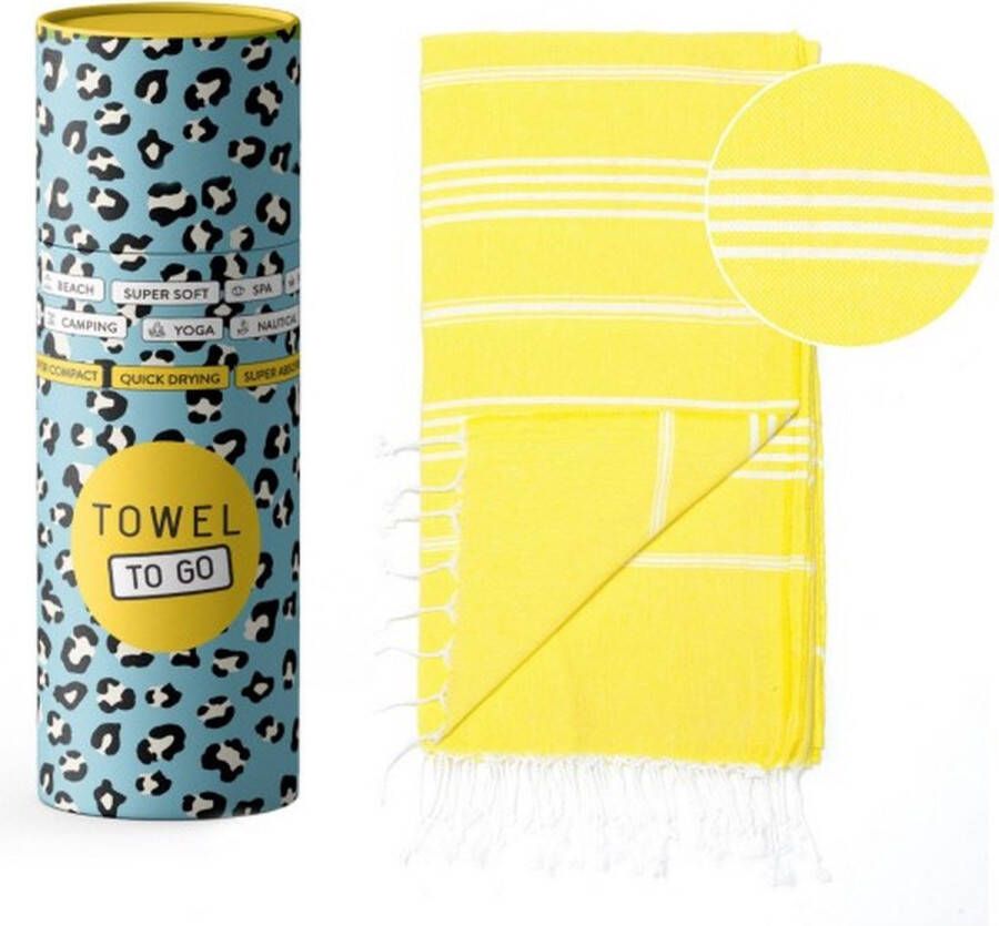 Towel To Go Ipanema hamamdoek in geschenkverpakking geel badlaken strandhanddoek strandlakens 100 x 180 strandlaken
