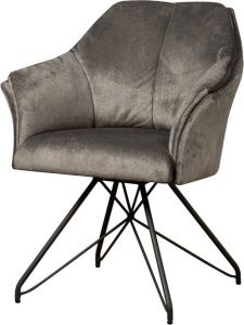Tower Living | fano eetkamerstoel met leuningen | 100% polyester | grijs | 68 x 60 x 82 (h) cm