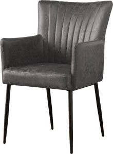 Tower Living | oledo eetkamerstoel met leuningen | 100% polyester | antraciet | 56 x 63 x 89 (h) cm