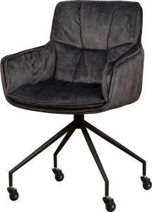 Tower Living | saronno eetkamerstoel met leuningen | 100% polyester | donkergrijs | 63 x 63 x 88 (h) cm