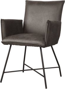 Tower Living | trofa eetkamerstoel met leuningen | 100% polyester | grijs | 59 x 64 x 90 (h) cm