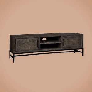 Tower Living tv meubel Carini zwart 160x40x50 cm mangohout