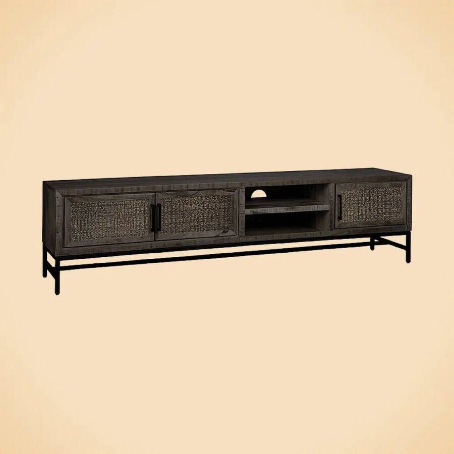 Tower Living tv meubel Carini zwart 200x40x50 cm mangohout