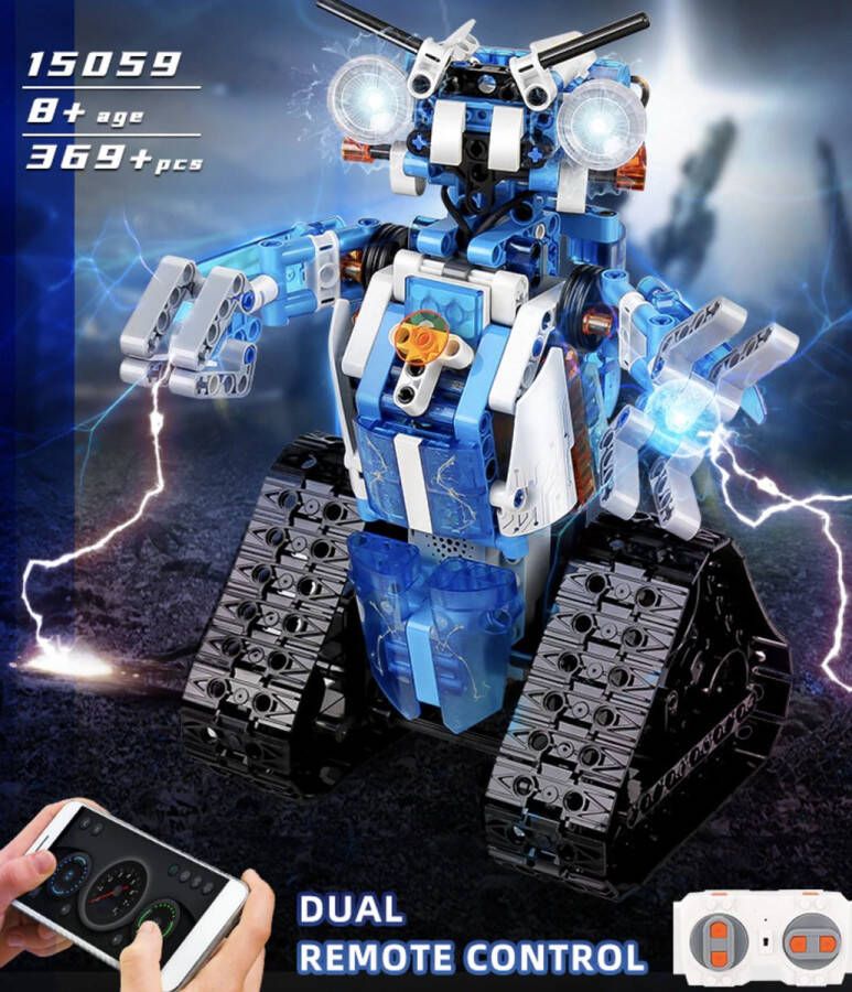 Toy Brick Lighting RC Radiografische Robot Bouwpakket | Op Afstand Bestuurbaar | Transformers Wheelie | Wall-e | Technic Creator | Deception | | 360+ Bouwstenen